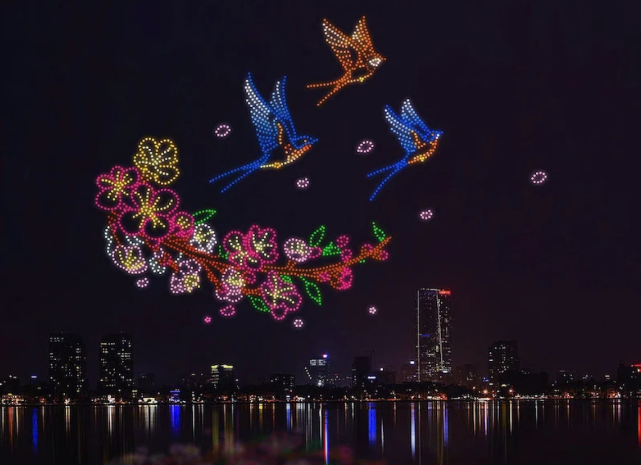 2025 drone sẽ tỏa sáng trong chương trình Hòa nhạc ánh sáng tại hồ Tây
