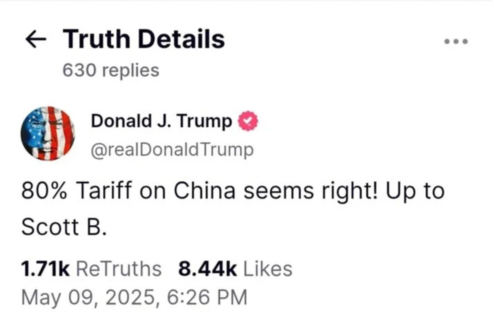 Ông Trump gợi ý giảm thuế xuống 80% cho hàng Trung Quốc