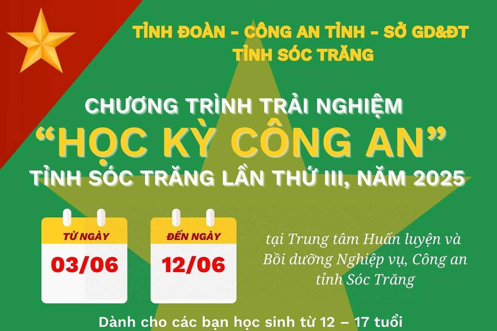 Thông báo Chương trình trải nghiệm "Học kỳ công an"
