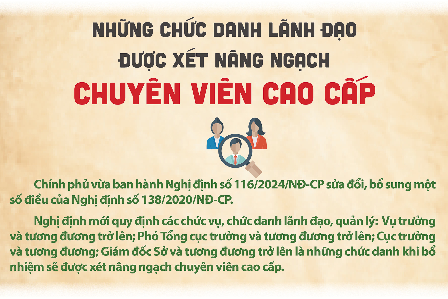 [Infographic] Những chức danh lãnh đạo được xét nâng ngạch chuyên viên cao cấp