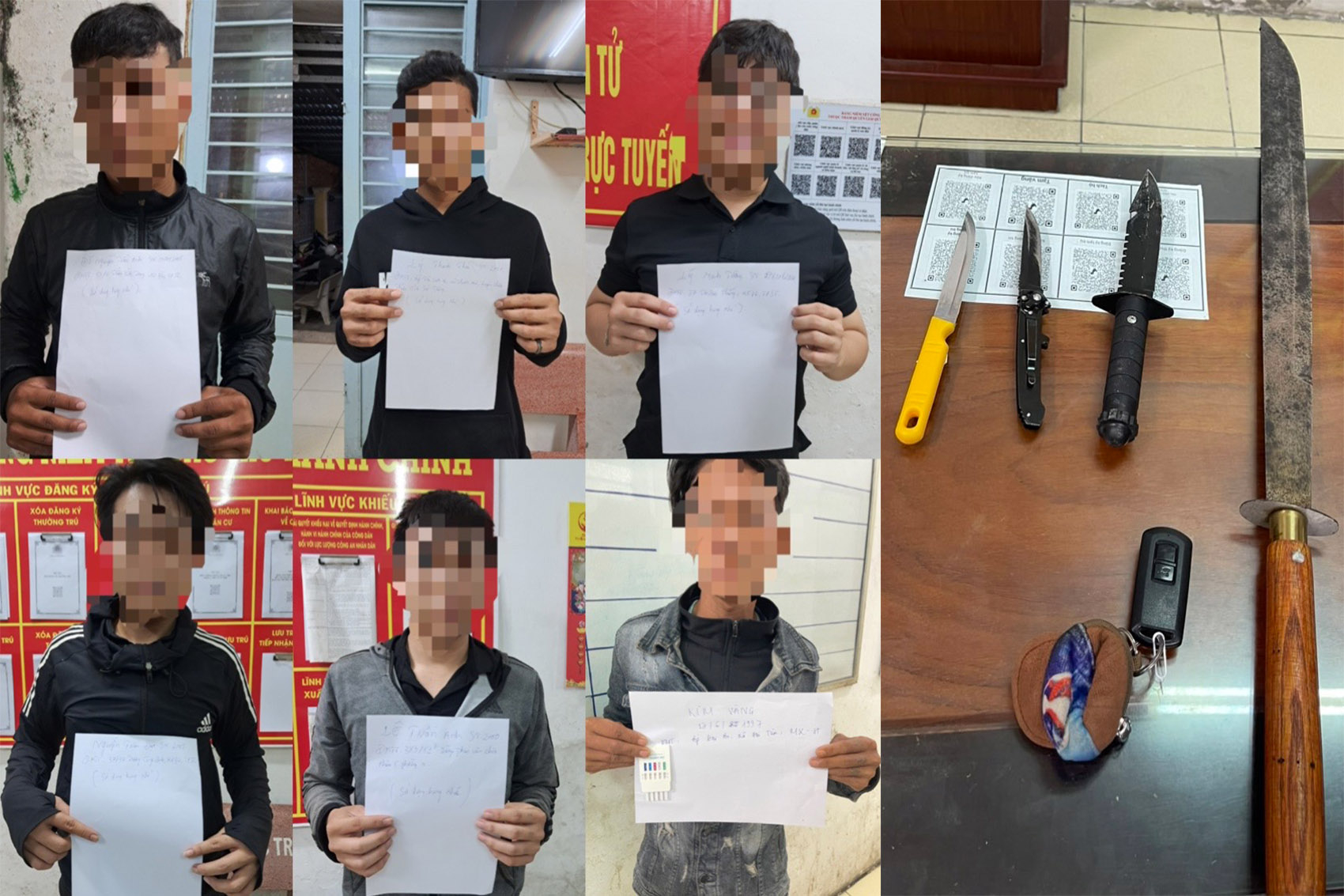 Bắt giữ các đối tượng tụ tập mang theo hung khí