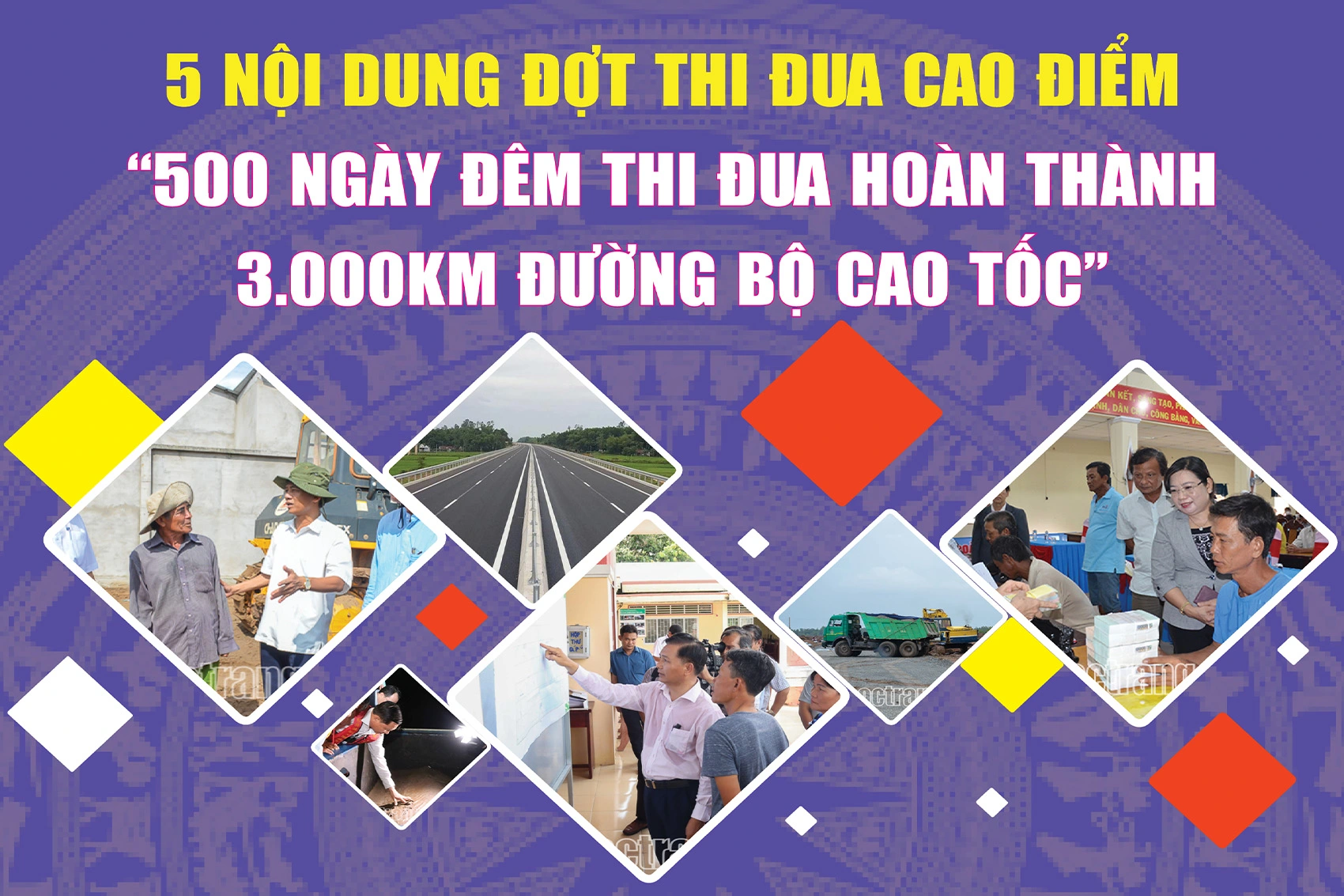 [Infographic] 5 nội dung đợt thi đua cao điểm “500 ngày đêm thi đua hoàn thành 3.000km đường bộ cao tốc”