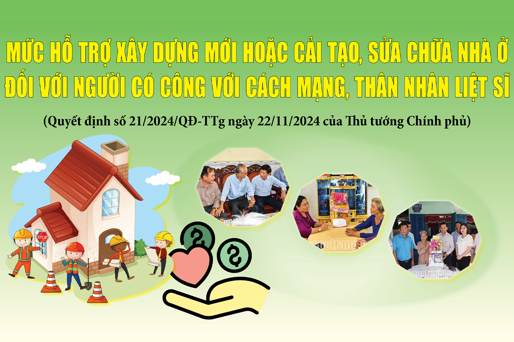 [Infographic] Mức hỗ trợ xây dựng mới hoặc cải tạo, sửa chữa nhà ở đối với người có công với cách mạng, thân nhân liệt sĩ