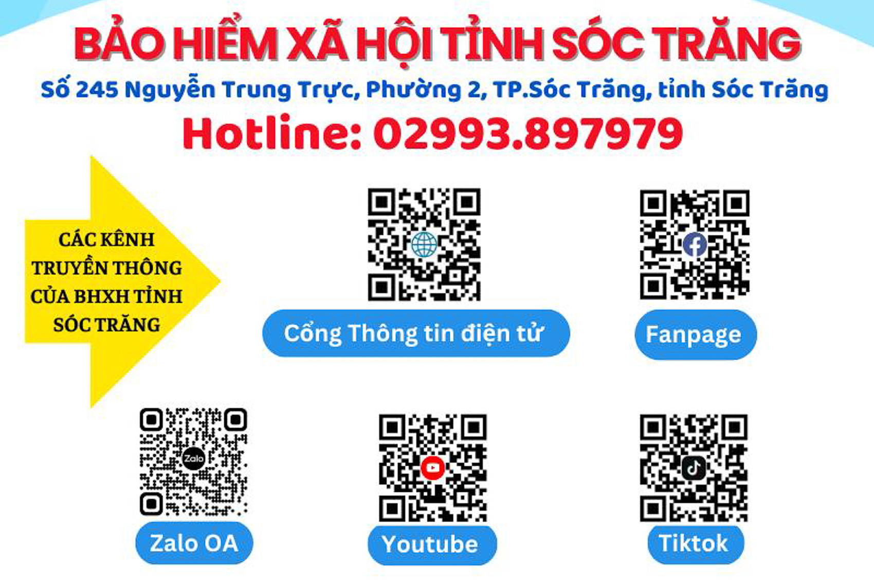 Thông báo số điện thoại, địa chỉ của các cơ quan bảo hiểm xã hội trên địa bàn tỉnh Sóc Trăng
