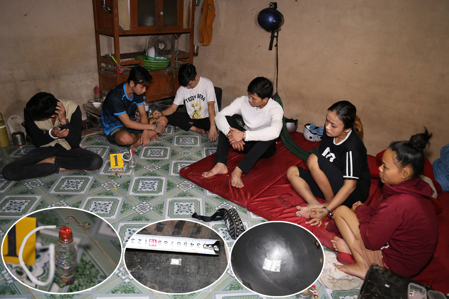 Bắt quả tang 6 đối tượng tàng trữ, tổ chức và chứa chấp sử dụng trái phép chất ma túy