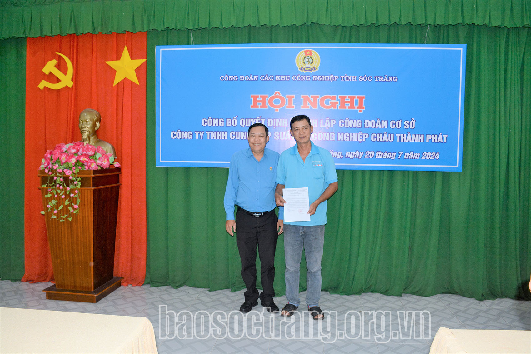 Thành lập Công đoàn cơ sở Công ty Trách nhiệm hữu hạn Cung cấp suất ăn khu công nghiệp Châu Thành Phát