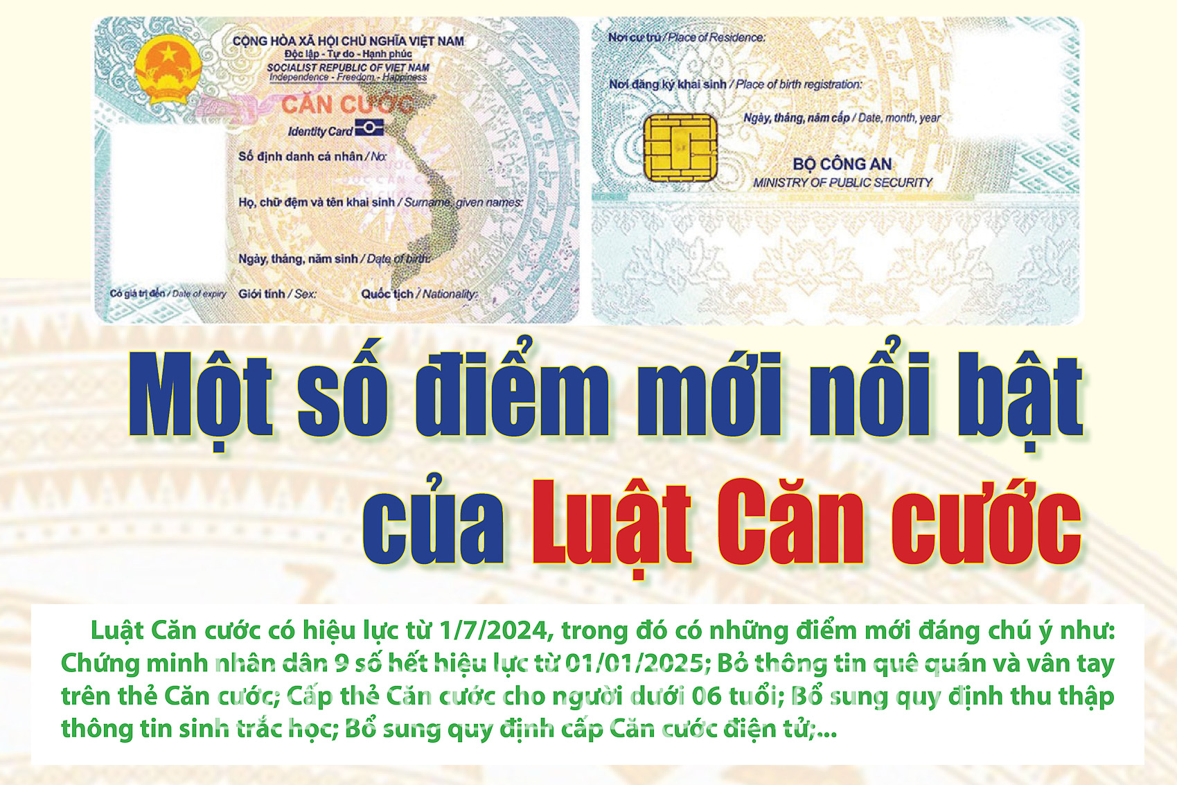 [Infographic] Một số điểm mới nổi bật của Luật Căn cước