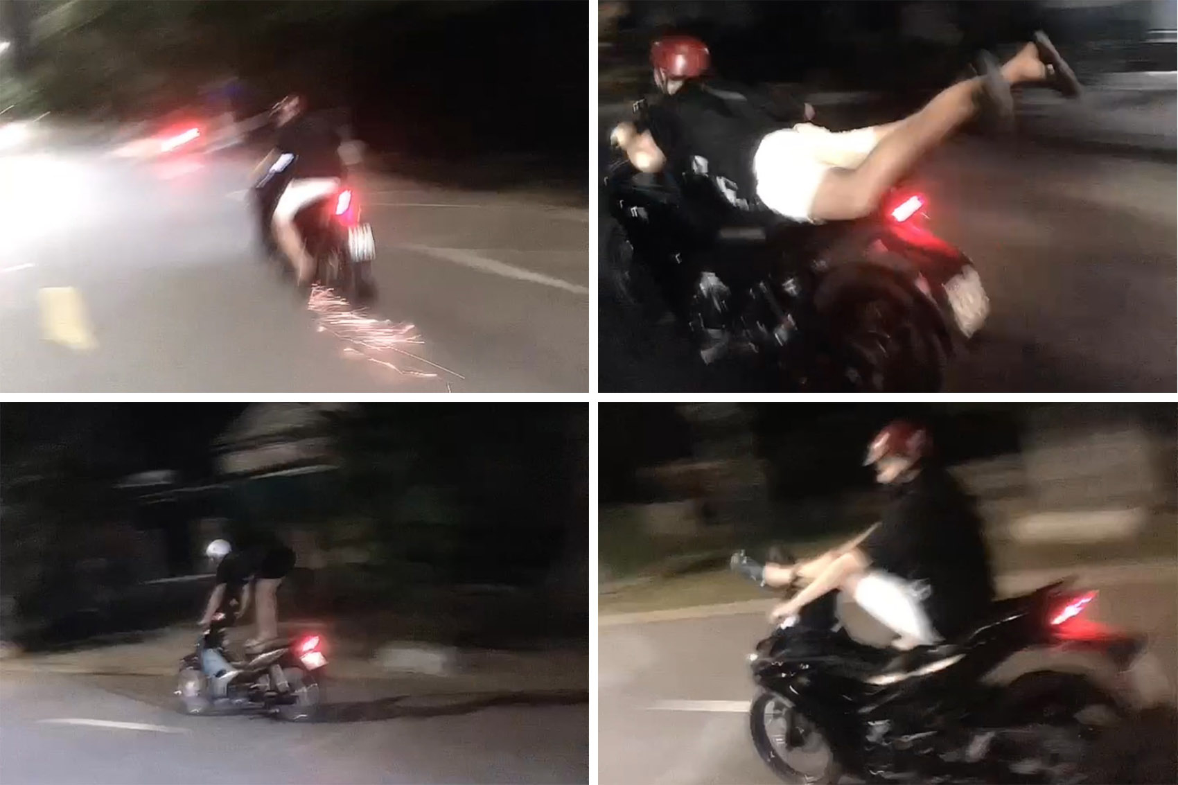 Xử lý nhóm đối tượng đứng, nằm, điều khiển xe máy bằng 2 chân, gây rối trật tự công cộng